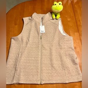 Croft & Barrow Quilted Front Zipper Vest Sand Beige Petite Large NWT